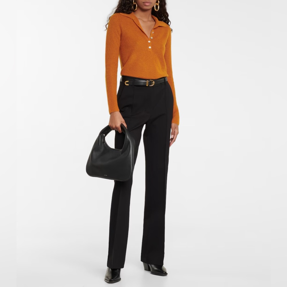 Vince Ribbed Mohair & Wool Blend Polo Sweater